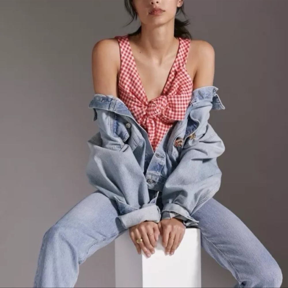 Anthropologie Eva Franco Gingham Bow Top - Picture 3 of 11